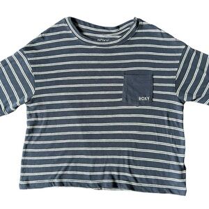 Roxy Striped Navy and white T-Shirt with pocket
